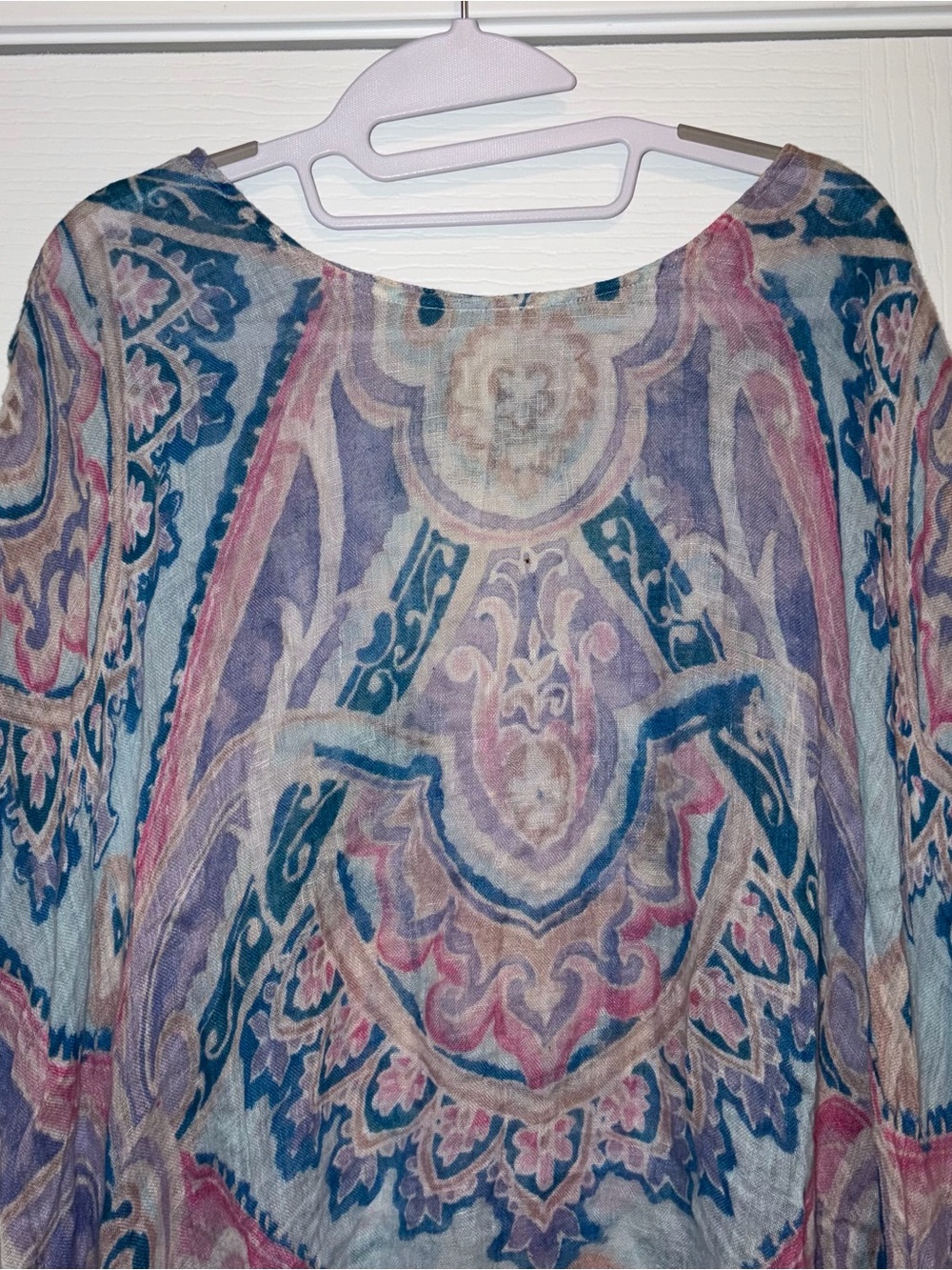 Chico's Sheer Paisley Tunic in Teal and Pink Linen Size L/XL - Picture 3 of 7